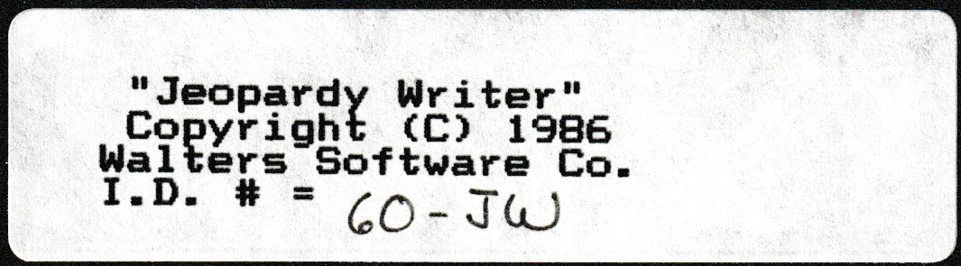 Jeopardy Writer Floppy Disk